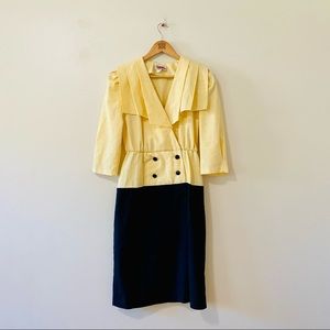 Vintage 80s dress yellow black long sleeve medium 9